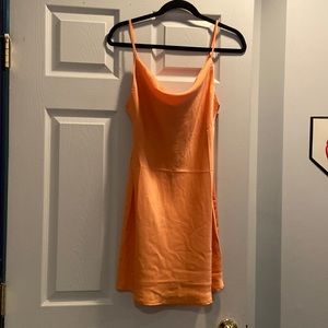 Urban Outfitters Orange Silk Mini Cowl Neck Slip Dress